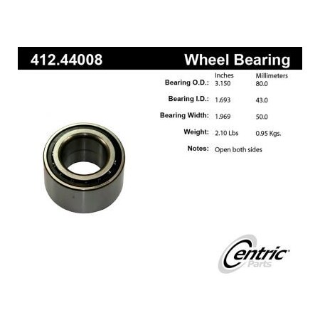 Centric Premium Double Row Wheel Bearing, Parts 412.44008